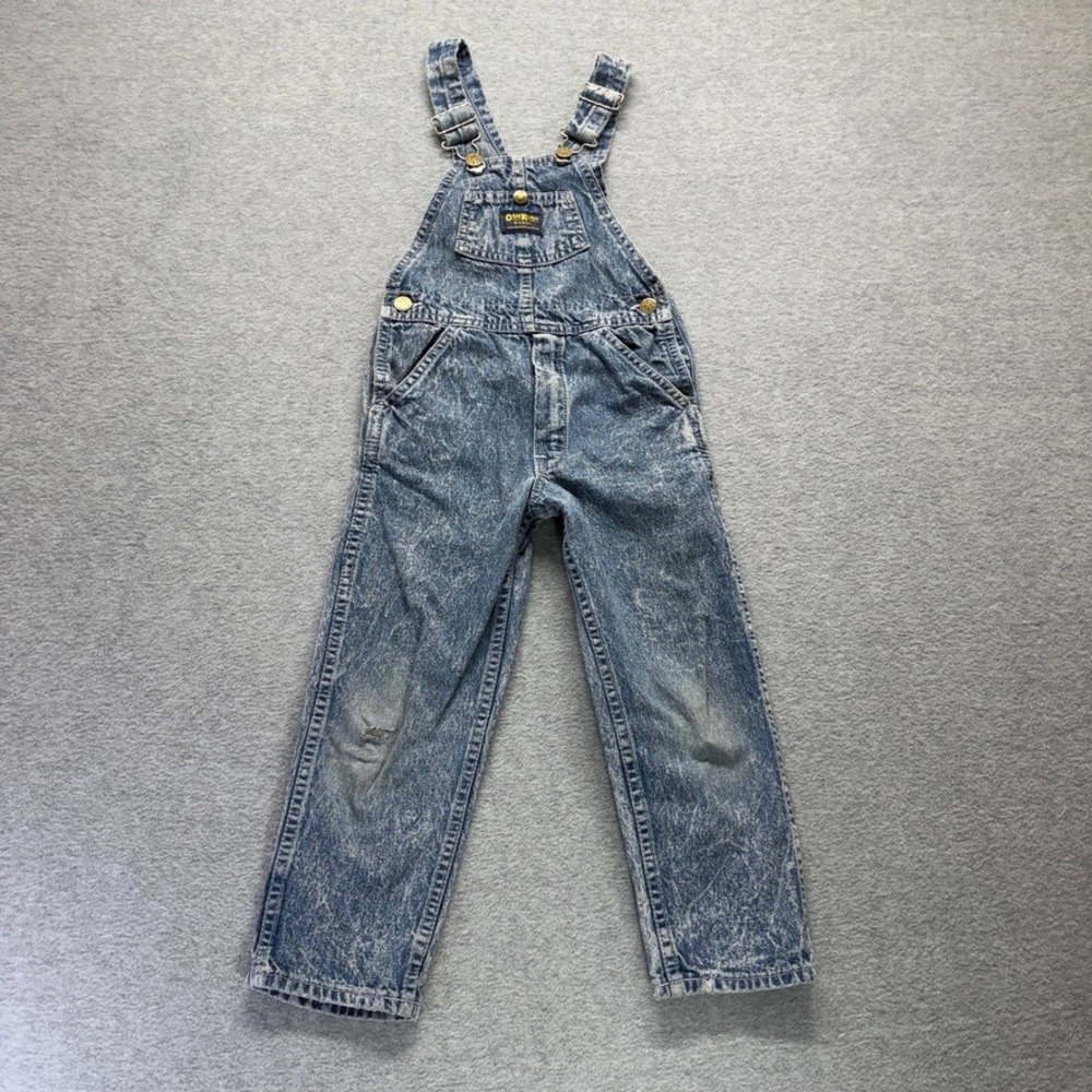 Vintage OshKosh Bgosh Vestbak Acid Wash Denim Overalls Boys 5 Made in USA